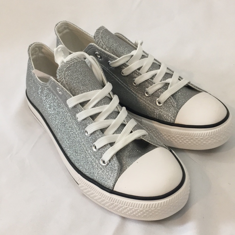 Navig8 silver glitter canvas allstar sneaker, 8.5